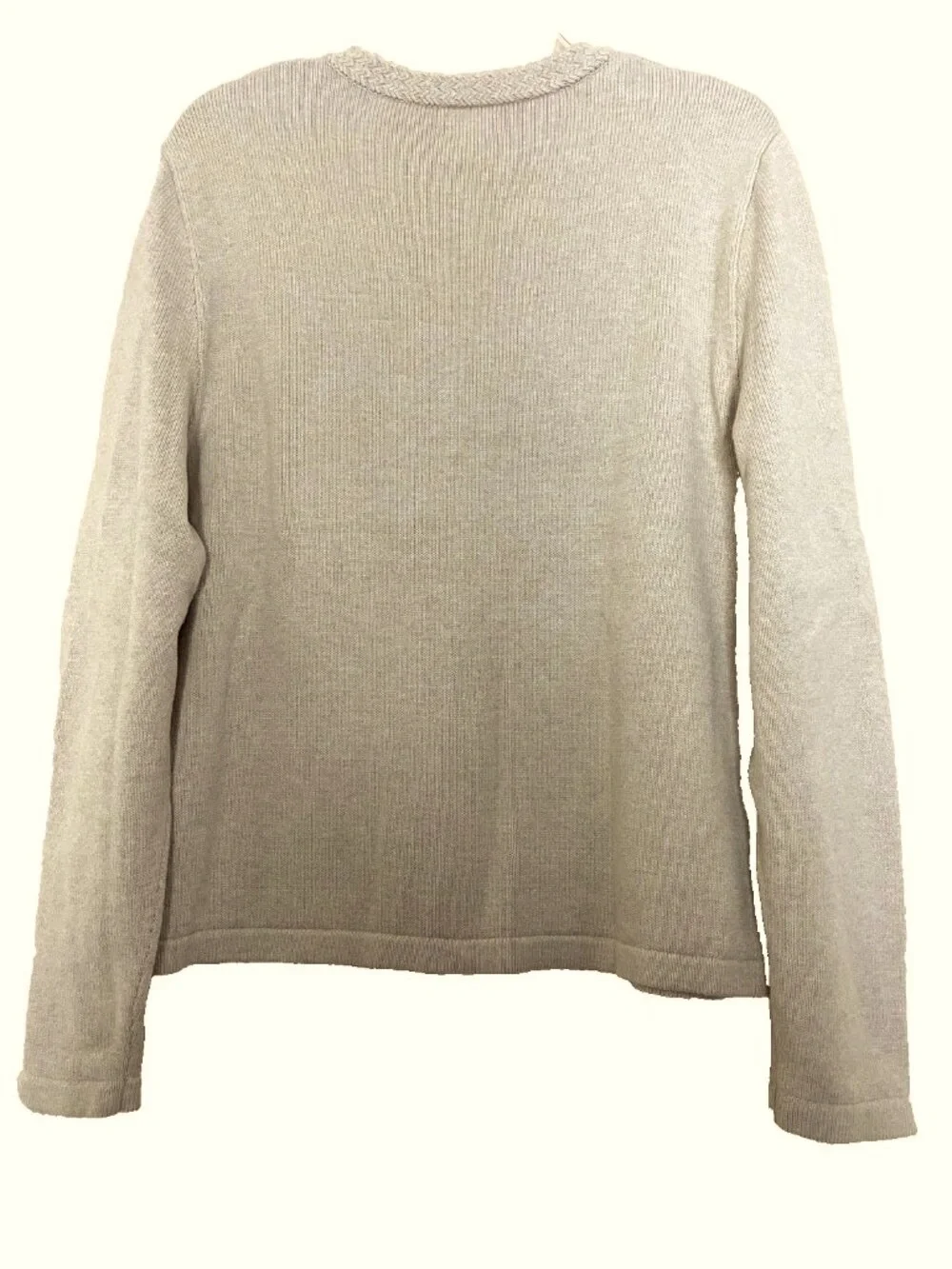 J. Crew Cardigan Sweater Lady Jacket XL Button Front Neutral Gold Buttons CG824